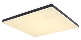 Išmanusis lubinis LED šviestuvas GLOBO Ully Smart Light, 24W, 230V, 2400 lm, 2700-6000K, su 2xAA el., pultu, vald. per progr., dimer., matinis juodas, 485x485x60 mm, 48025BSH