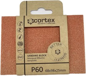 Šlifavimo kempinėlė CORTEX, 65 x 98 x 25 mm, P60, keramikos oksidas