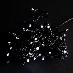 Šviečianti girlianda SUNLUX K30, 300 LED su plonu laidu, 30 m., balta mirksinti spalva, IP44, tinka naudoti lauke, 1A 30M-2