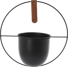 Metalinis lauko vazonas, pakabinamas, juodos sp., 30 x 15 x 30 cm.