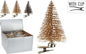 Kalėdinė dekoracija Eglutė, prisegama, aukso, rudos sp., 7 cm