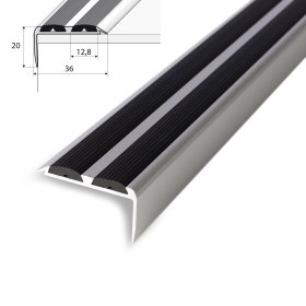 Aliumininė laiptų juostelė HESORA H 38 D2, 3.6 x 2 x 90 cm, mat.sidabro spalvos, kilmės šalis ES