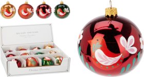 Eglutės žaisliukas Paukštis, stiklas, 4 skirtingos sp., skersmuo 8 cm