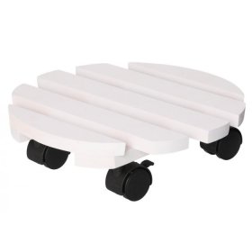 Padėklas vazonui su ratukais 4LIVING, baltos sp., 30 x 30 x 8,5 cm.