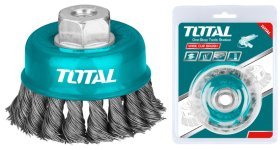 Vielinis šepetys TOTAL, 125 mm, puodas, suktos vielos, M14X2, viela 0,5 mm, TAC32051