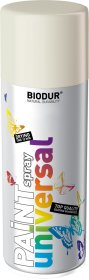 Aerozolinė emalė BIODUR Universal, balta matinė (RAL9010), 400 ml