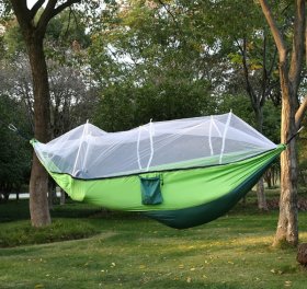 Hamakas, su tinkleliu nuo uodų, su dėklu, spl. žalia, matmenys 2600x1400 mm, H21