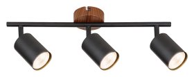 Kryptinis šviestuvas RABALUX Edmund, GU10, 3 x 25W, 230V, IP20, metalinis, juodos / ąžuolo sp., 420 x 130 x 155 mm, 5297