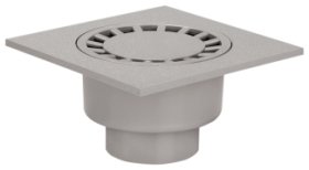 Trapas ACO, 25x25cm, iš ABS plastiko, pilkas, su vert. 110mm ištekėjimu, 1,4 l/s, A15, 310092