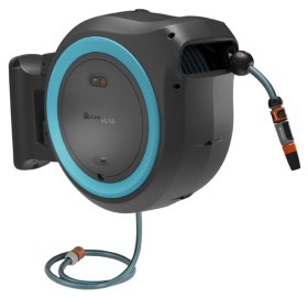 Ritė žarnai montuojama prie sienos GARDENA PowerRoll XXL, komplekte: 40 m žarnos, 2.5 Ah P4A akumuliatorius, įkroviklis ir OGS jungtys, turkio sp.