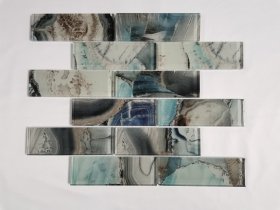 Mozaika MONA MOSAICS Td2012, 298 x 300 x 8 mm, 11 vnt./dėž., stiklo, spl. melsva/pilka