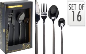 Stalo įrankių rinkinys, 16 vnt., nerūdijantis plienas, juodos sp. 