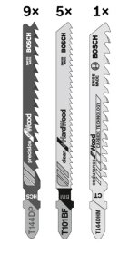 Siaurapjūklio pjūklelių rinkinys BOSCH Wood, medienai, 15 vnt.