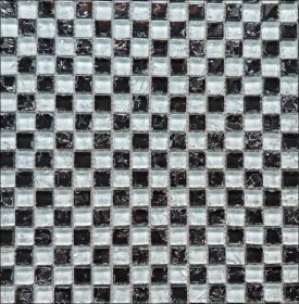 Stiklo mozaika MONA MOSAICS Hp6008, 300 x 300 x 6 mm, 15 vnt./dėž., spl. balta/juoda