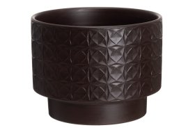 Kambarinis keraminis vazonas 4Living Tripoli, tamsiai rudos sp., 20 x 20 x 15,5 cm.