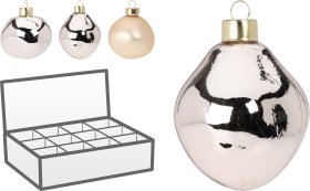 Eglutės žaisliukas, 3 skirtingi dizainai, matinis/blizgus, šampaninės sp., aukštis 8 cm