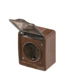 Kištukinis lizdas PAWBOL Beta, 1 vietos, paviršinis, su įž., IP44, rudos sp., permatomu dangteliu, D.3211SG/1