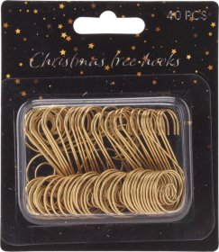 Kalėdų eglės žaisliukų kabliukai, 40 vnt., auksinės sp.