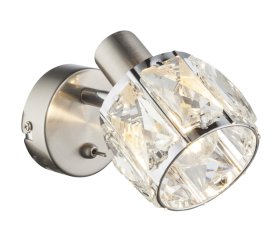 Kryptinis šviestuvas GLOBO Kris, E14, 1 x 40W, 230V, su jungikliu, chromas, skaidraus stiklo kristalas, 92 x 125 x 160 mm, 54356-1