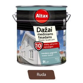 Vandeniniai dažai ALTAX, mediniams fasadams, rudi, 9 l