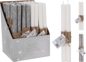 Vakarienės žvakių rinkinys, 2 vnt., ilgis 25 cm, baltos arba pilkos sp.