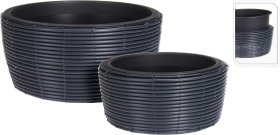 Lauko vazonas, pintas, plokščias, juodos sp., 36 x 36 x 17 cm.