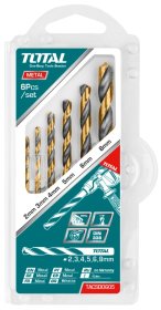 Grąžtų rinkinys TOTAL, metalui, 6 vnt. HSS, (2,3,4,5,6,8 mm), TACSD0605
