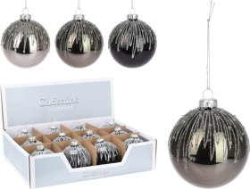 Eglutės žaisliukas, su sidabro sp. blizgučiais, stiklinis, 3 spalvos, 8 cm