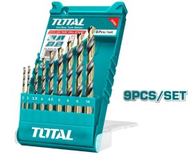 Grąžtų rinkinys metalui TOTAL, 9 vnt. HSS, 2-10 mm, TACSD0095