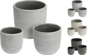 Lauko vazonas, pilkos sp., 14,5 x 14,5 x 14 cm.