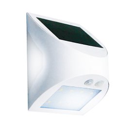 Lauko šviestuvas sieninis SPECTOR LIGHT, su saulės elementais/baterija 3,7V 1200mAh, su PIR judesio davikliu, 3W, 4000K, 300lm/10Lm, baltos sp.