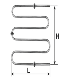 Rankšluosčių džiovintuvas-gyvatukas WELLMER, d25, M3/4", 630 x 480 mm, 3 bangų, 3 met. laikliai, 316 plienas, 15077M