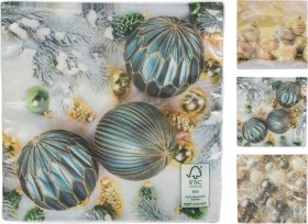 Kalėdinės servetėlės, 16 vnt., 3 skirtingi dizainai, 17 x 17 cm