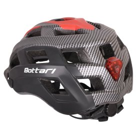 Dviratininko šalmas, S/M dydis, PVC su juodu EPS ir LED žibintu, 54-57 cm