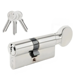 Spynos cilindras KALE, 164GMC, matinis chromas, 68 mm, 5 raktai, DIN standartas, su užsuktuku