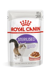 Konservuotas kačių ėdalas ROYAL CANIN, visavertis pašaras suaugusioms sterilizuotoms katėms ir kastruotiems katinams (ploni griežinėliai padaže), 12 vnt x 85 g