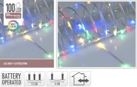 LED girlianda, 100 LED lempučių, RGB (spalvota), ilgis 5 m