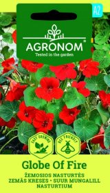 Gėlių sėklos, AGRONOM nasturtės didžiosios GLOBE OF FIRE 30 cm, 2 g.