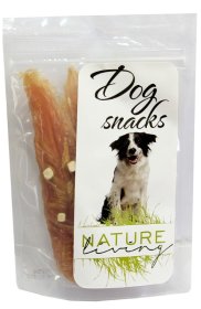 Skanėstas šunims NATURE LIVING, džiovinti vištienos gabaliukai, su sūriu, 75g