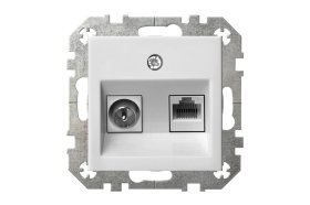 Televizijos antenos ir kompiuterio lizdas LIREGUS Epsilon, 2 vietų, įleidžiamas, baltos sp., ITVKL-1-01.E/B  