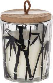 Žvakė stikliniame indelyje su mediniu dangteliu, 6,2 x 7,5 cm