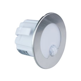 Montuojamas šviestuvas DPM Ycb178S-Pir, laiptų apšvietimui, LED, 1,2W, 4000K, 40 lm, 110', IP20, su judesio davikliu, šviečia 13 sekundžių, plieno sp., apvalus