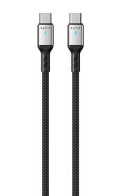 Įkrovimo laidas HAVIT DOT 6317, Type-C į Type-C, su indikatoriumi, sustiprintas, 60W, 1 m, juodos sp.