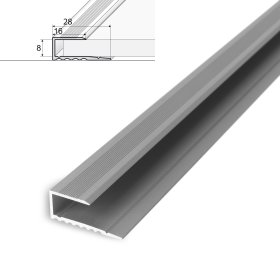 Aliumininė užbaigimo juostelė HESORA H 63 D2, 1,6 x 0.8 x 90 cm, mat.sidabro spalvos, kilmės šalis ES