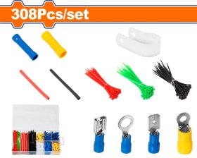 Laidų antgalių ir tvirtinimo dirželių rinkinys WADFOW Wtt1B03, skirtingų rūšių, įvairiaspalviai, 308 vnt.