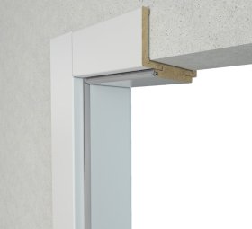 Laminuota durų stakta VOSTER reguliuojama, su apvadais, kompl., kairė, spalva White matt, matmenys 100-140x80x2109mm, 2vnt., 100-140x80x784mm, 1vnt.