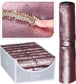 Audinys dekoravimui, rožinės su auksu sp., 25 x 150 cm