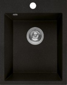 Plautuvės komplektas ODUS Od-287, 48 x 39 x 20,5 cm, akmens masės, juodos spalvos, komplekte maišytuvas, ventilis