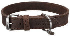 Antkaklis šunims TRIXIE Rustic, odinis, L, 48-56cm/30mm, tamsiai rudos spalvos