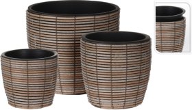 Lauko vazonas, pintas, rudos sp., 31 x 31 x 30 cm.